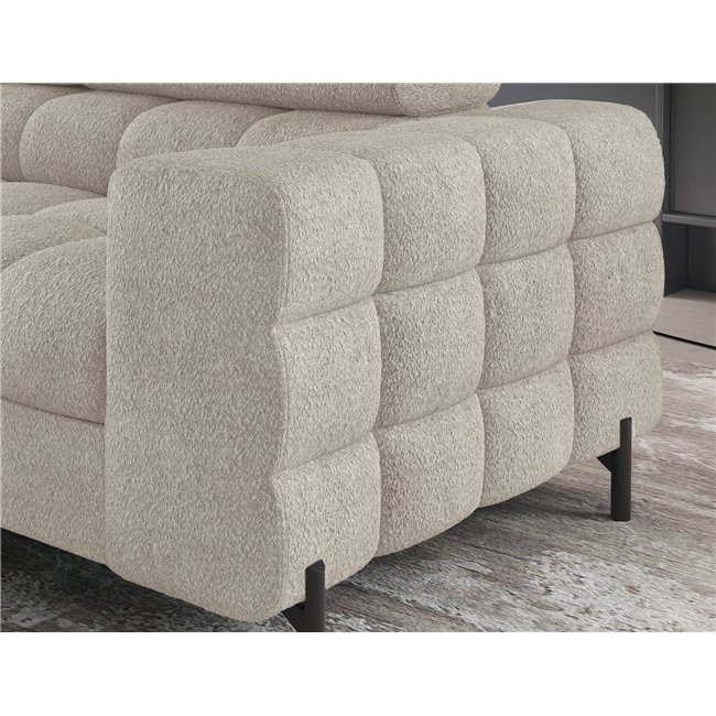 Corner sofa Elferucce L, sleeping function, Royal 18, bouclé, beige, H93x200x276cm