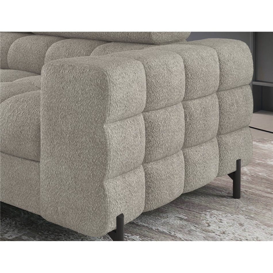 Corner sofa Elferucce L, sleeping function, Royal 20, bouclé, beige, H93x200x276cm