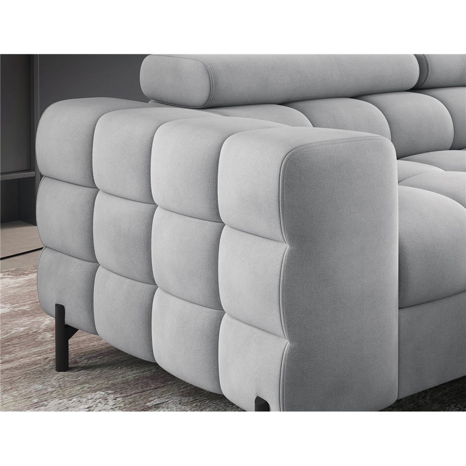 Corner sofa Elferucce R, sleeping function, Paros 05, grey, H93x200x276cm