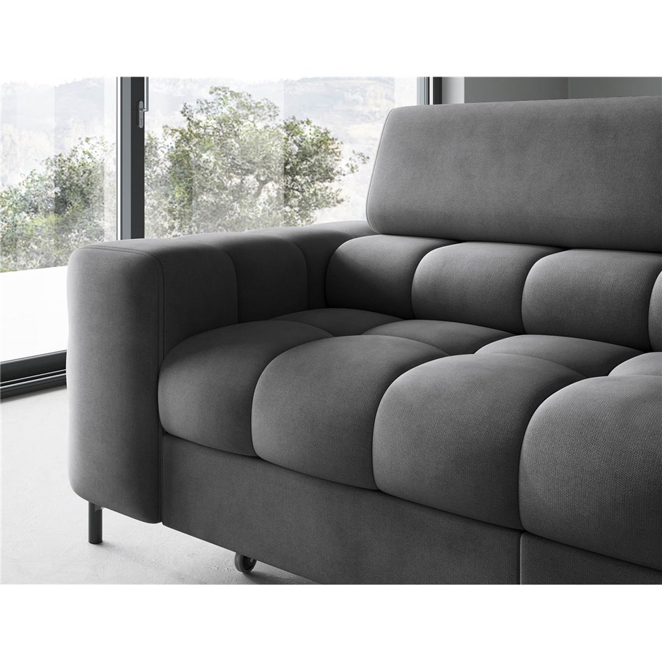 Corner sofa Elferucce R, sleeping function, Paros 06, dark grey, H93x200x276cm