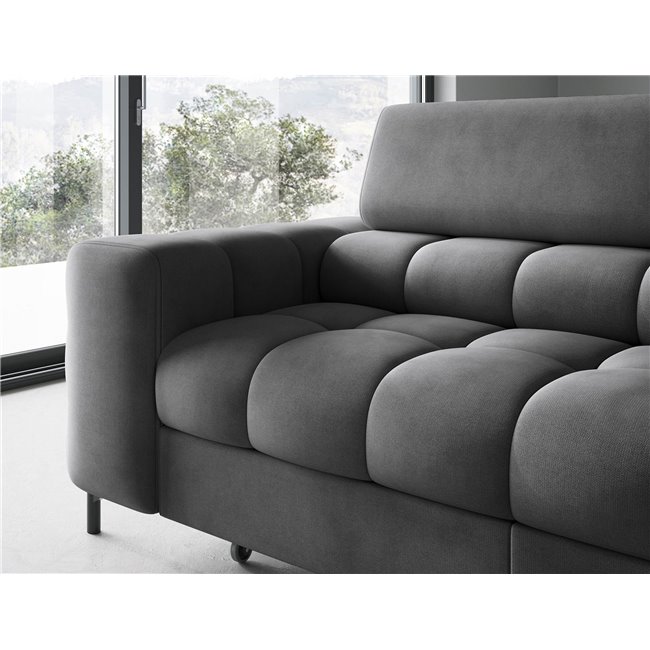 Corner sofa Elferucce R, sleeping function, Paros 06, dark grey, H93x200x276cm