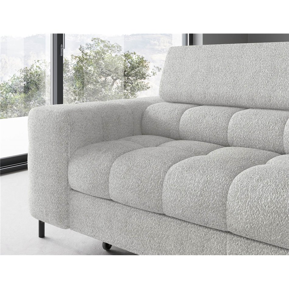 Corner sofa Elferucce R, sleeping function, Royal 03, bouclé, grey, H93x200x276cm