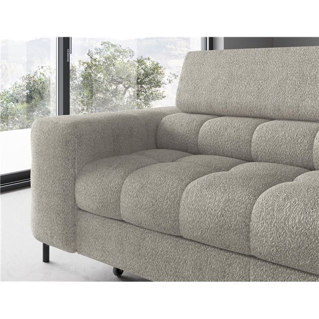 Corner sofa Elferucce R, sleeping function, Royal 20, bouclé, beige, H93x200x276cm