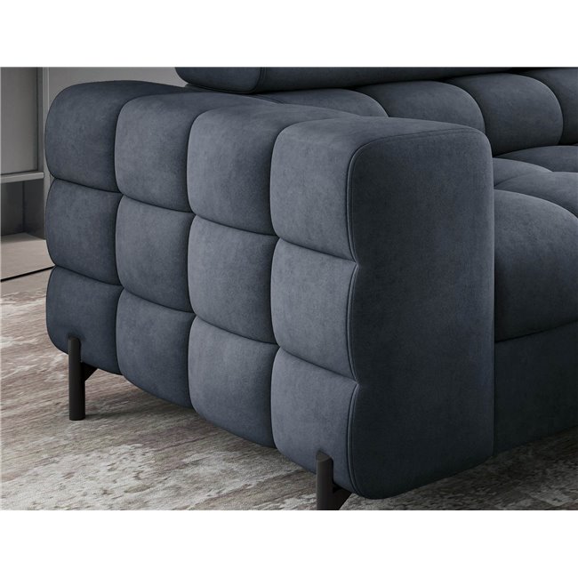 Corner sofa Elferucce R, sleeping function, Aura 40, velvet, dark blue, H93x200x276cm