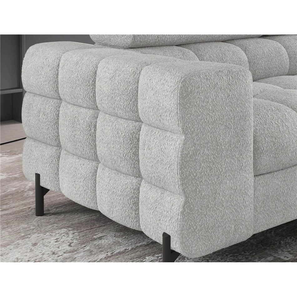 Corner sofa Elferucce R, sleeping function, Royal 03, bouclé, grey, H93x200x276cm