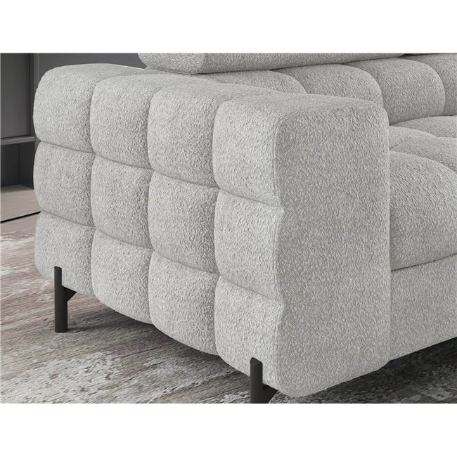 Corner sofa Elferucce R, sleeping function, Royal 03, bouclé, grey, H93x200x276cm