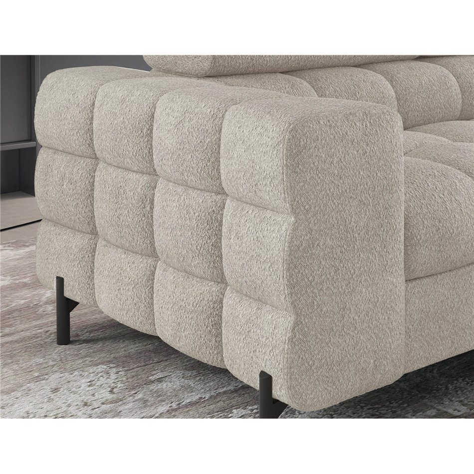 Corner sofa Elferucce R, sleeping function, Royal 18, bouclé, beige, H93x200x276cm