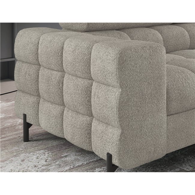 Corner sofa Elferucce R, sleeping function, Royal 20, bouclé, beige, H93x200x276cm