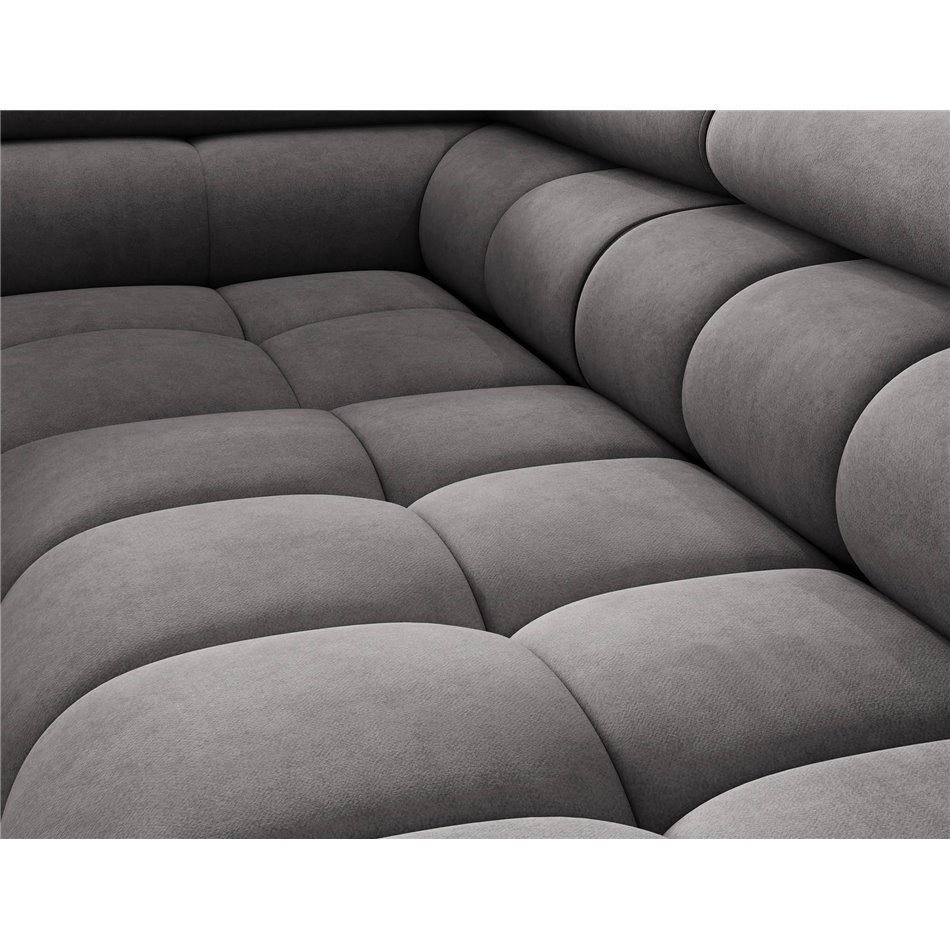 Corner sofa Elferucce L, sleeping function, Aura 04, velvet, grey, H93x200x276cm