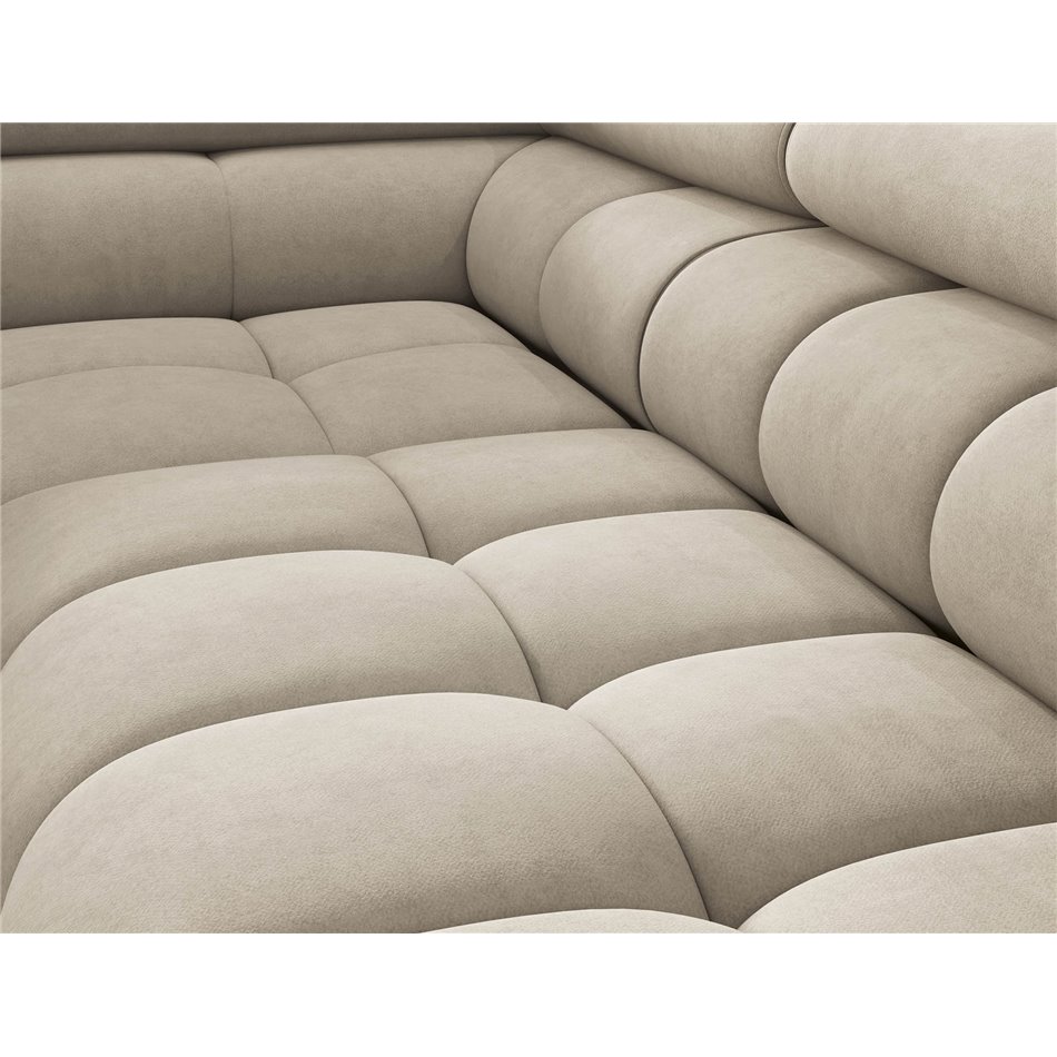 Corner sofa Elferucce L, sleeping function, Aura 18, velvet, beige, H93x200x276cm