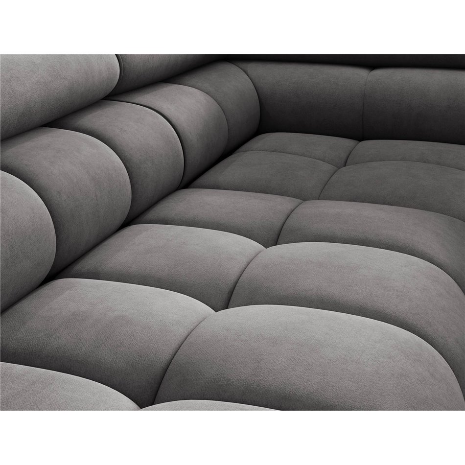 Corner sofa Elferucce R, sleeping function, Aura 04, velvet, grey, H93x200x276cm