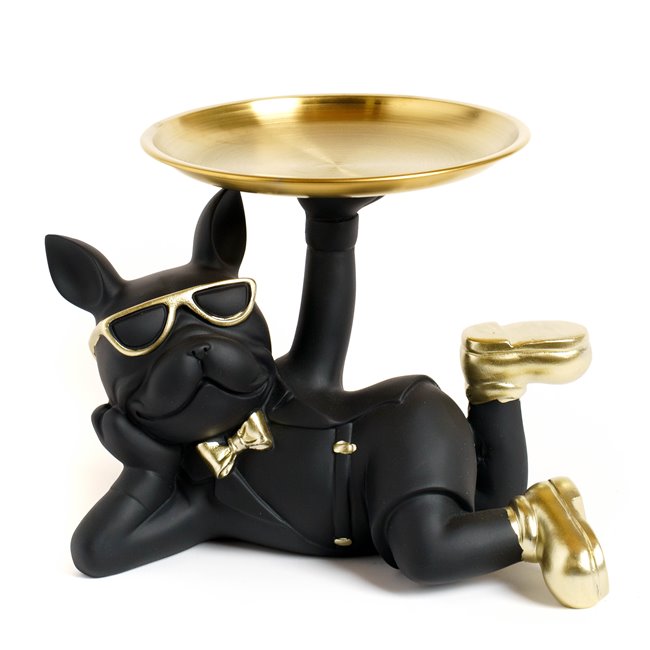 Deco figurine BULLDOG, black/gold color, H17x27x18.2cm