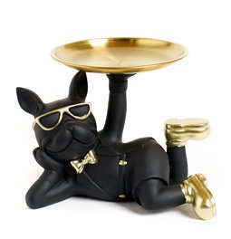 Deco figurine BULLDOG, black/gold color, H17x27x18.2cm