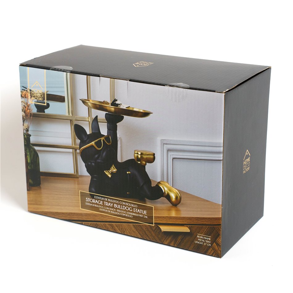 Deco figurine BULLDOG, black/gold color, H17x27x18.2cm