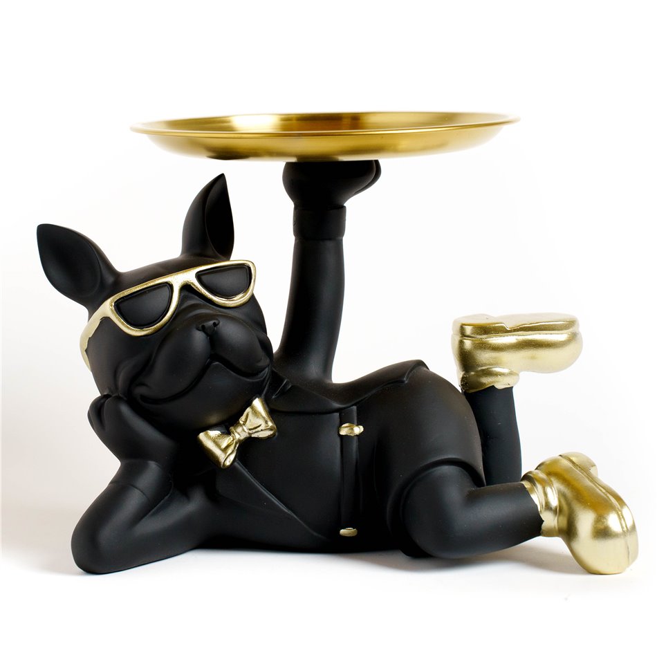 Deco figurine BULLDOG, black/gold color, H17x27x18.2cm