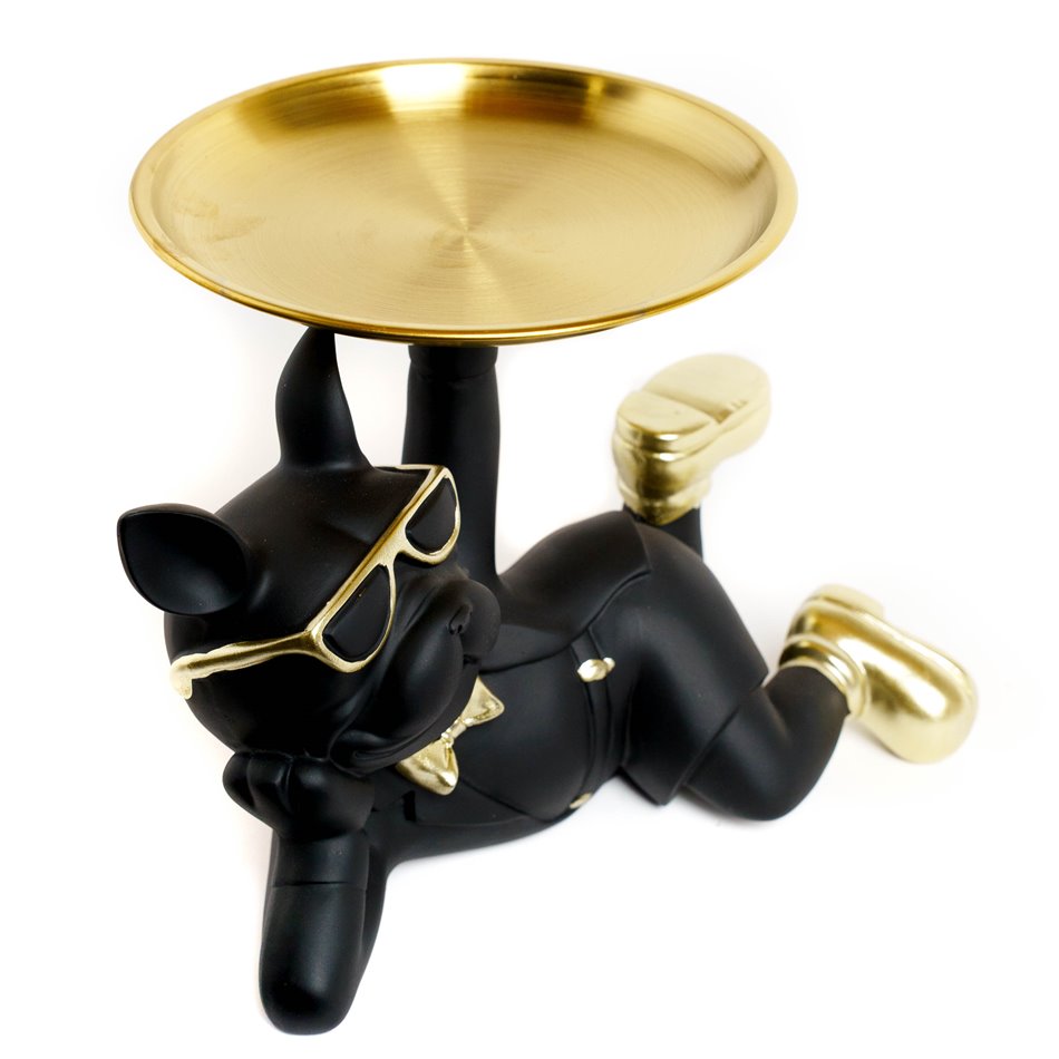 Deco figurine BULLDOG, black/gold color, H17x27x18.2cm