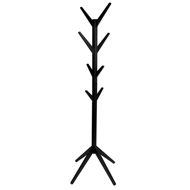 Coat stand, black, wood/MDF, H178x45x45cm