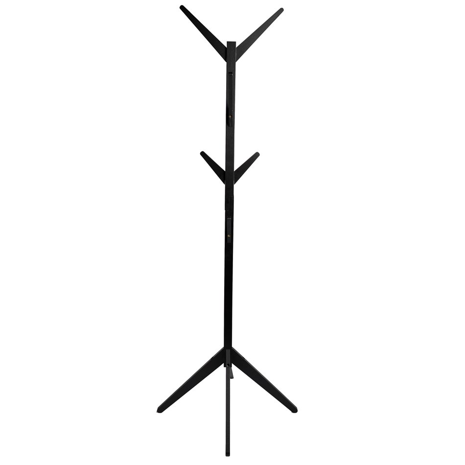 Coat stand, black, wood/MDF, H178x45x45cm