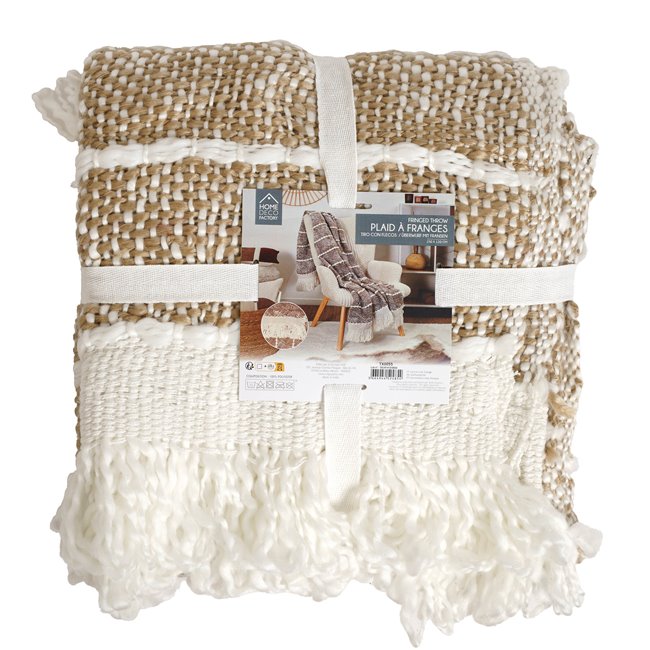 Plaid fringed, brown, 120X150cm 