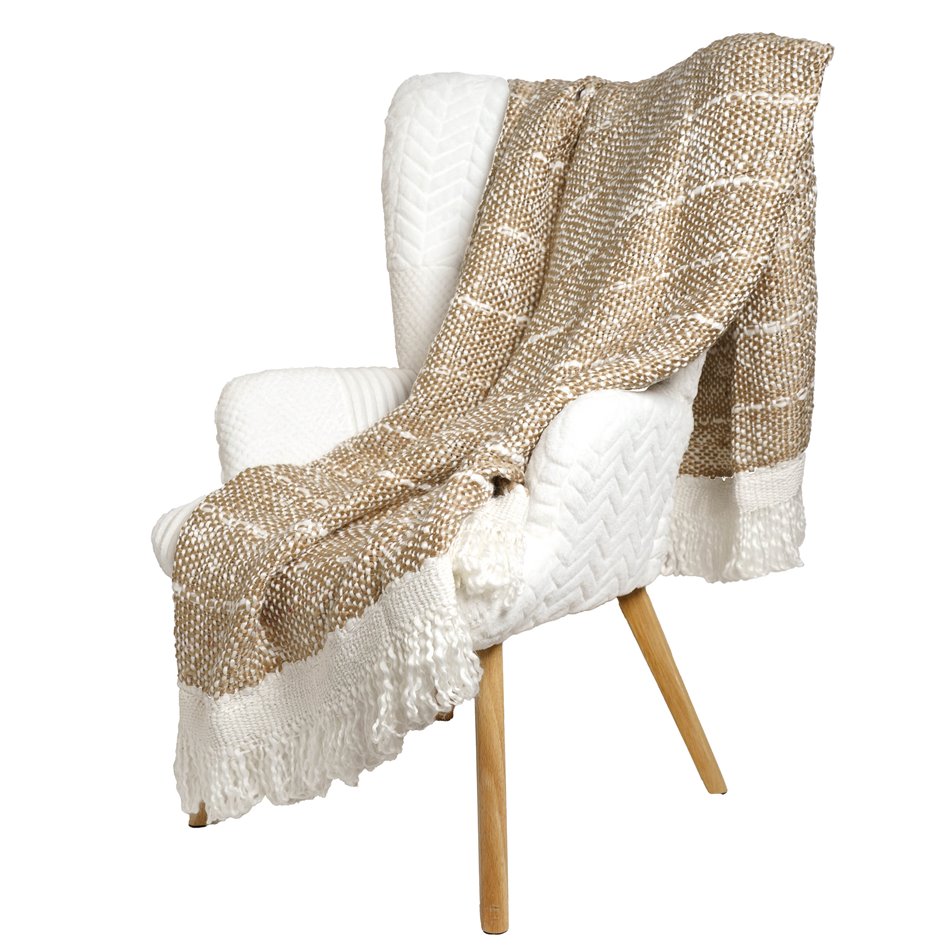 Plaid fringed, brown, 120X150cm 