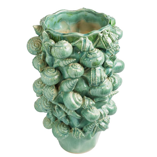 Vase Shell, green, stoneware, H39x23.3x23.3cm