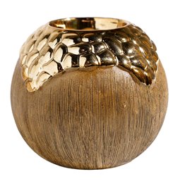 Candle holderr Ball, brown/bronze c., ceramic, H10cm, D11 cm