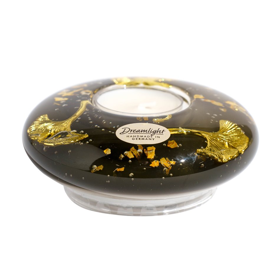 Tealight candle holder Ufo Mini Ginko, glass, H4cm, D11cm