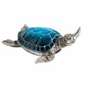 Deco figurine box with lid Turtle, blue/silver, H5x16x16cm