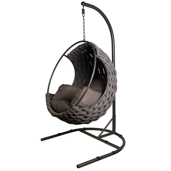 Hanging chair Garrobo, dark brown/dark gray, H195cm, D105cm