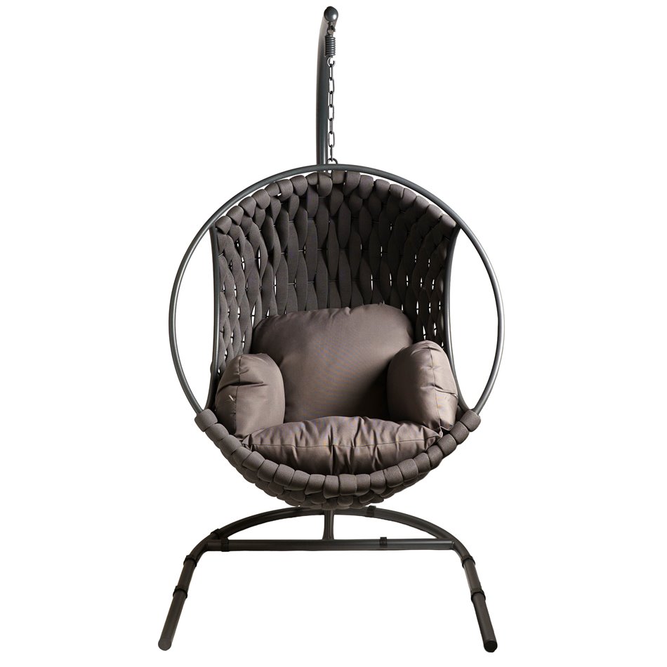 Hanging chair Garrobo, dark brown/dark gray, H195cm, D105cm