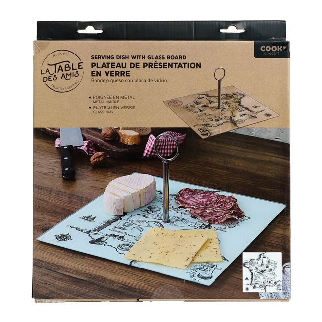 Поднос для подачи сыра MAP OF FRANCE, стекло, H18x30x30cm 