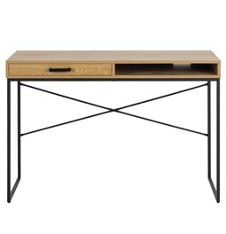 Office table Seaford, black/oak color, MDF/metal, H75x110x45cm