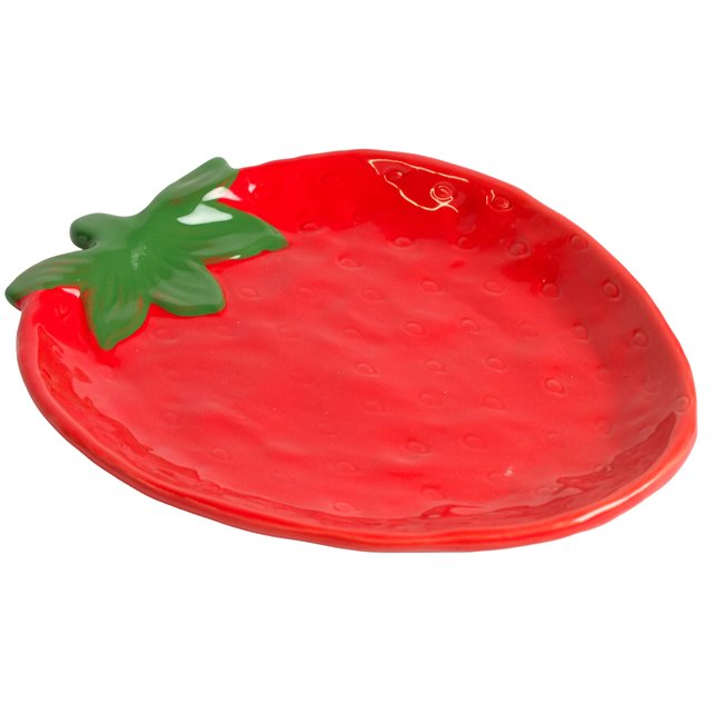 Декоративная посуда Strawberry, красный/зеленый, керамика, 21.5x17.5cm H2cm