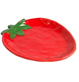 Декоративная посуда Strawberry, красный/зеленый, керамика, 21.5x17.5cm H2cm