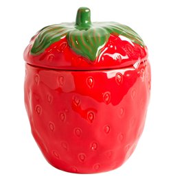 Trinket pot Strawberry, red/green, ceramic, H13.5cm, D10cm