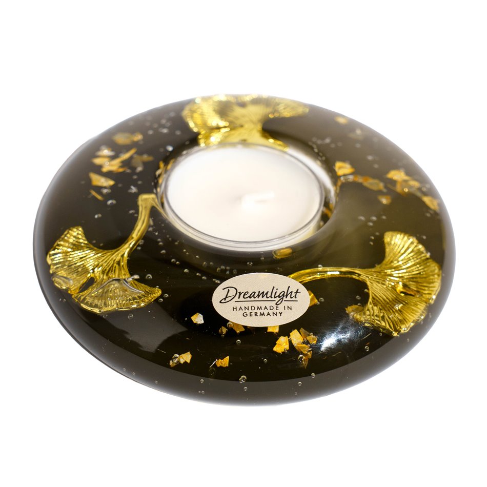 Tealight candle holder Ufo Mini Ginko, glass, H4cm, D11cm