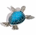 Deco figurine box with lid Turtle, blue/silver color, H5x16x16cm