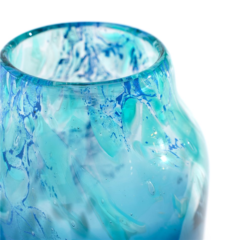 Vaza, mėlyna sp., stiklinė, H26cm, D14cm