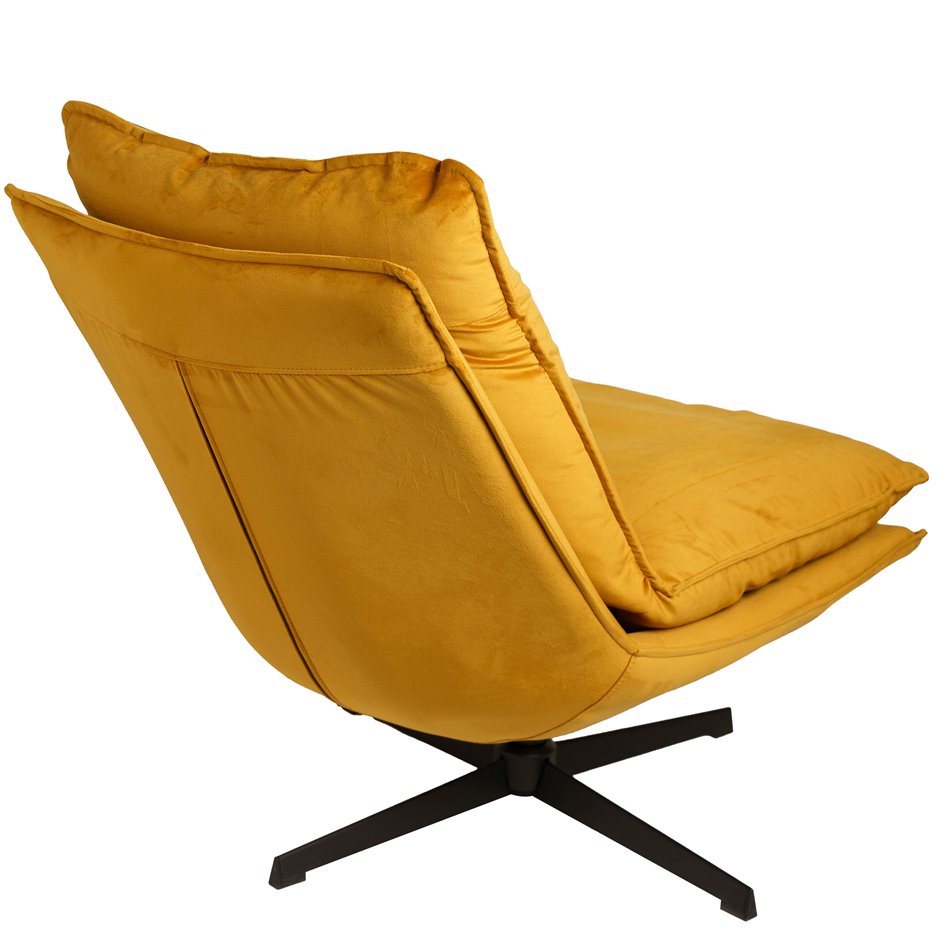 Armchair Zarra, yellow, rotatable 360 degrees, H87x70x96cm, seat height 45cm