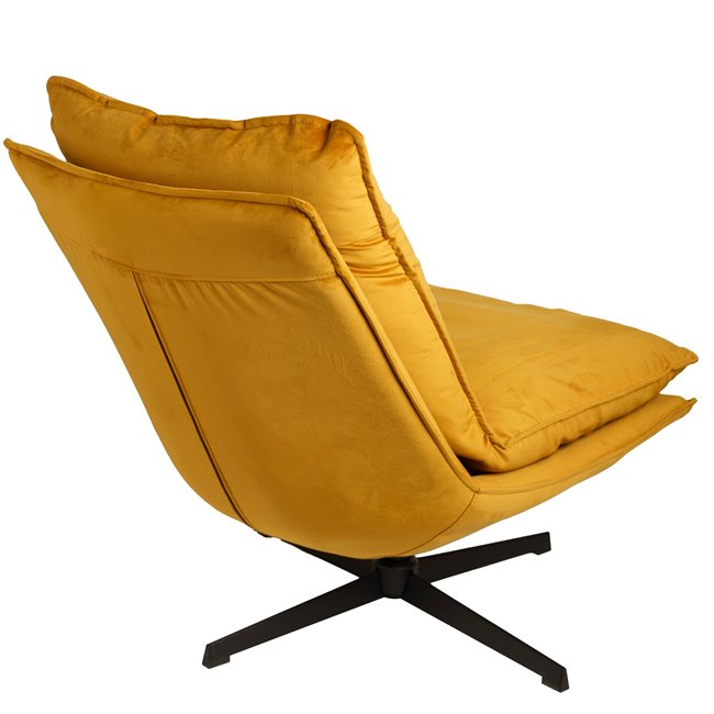 Armchair Zarra, yellow, rotatable 360 degrees, H87x70x96cm, seat height 45cm