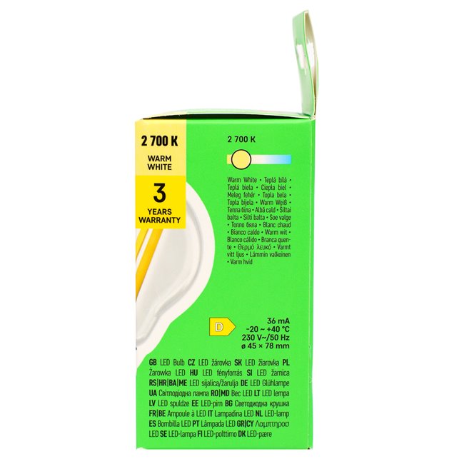 LED Bulb warm white, E27 5.9W, 806lm, 2700K, H7.8x4.5x4.5cm