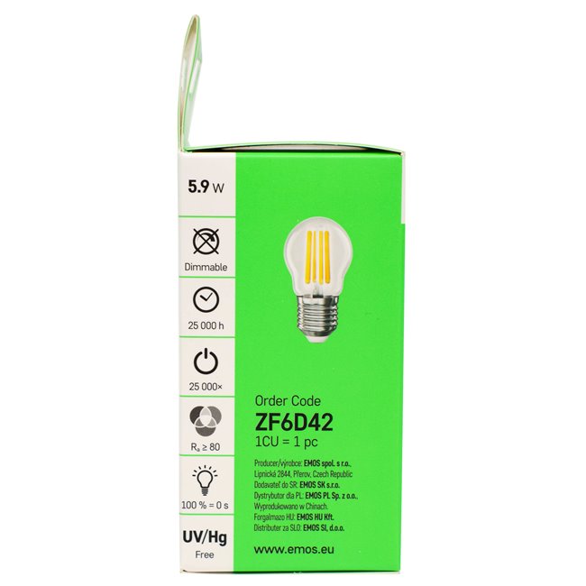 LED Bulb warm white, E27 5.9W, 806lm, 2700K, H7.8x4.5x4.5cm