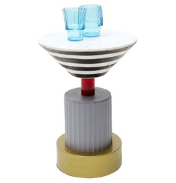 Šoninis staliukas Memphis Soft, marmuras/metalas, D35cm H48cm