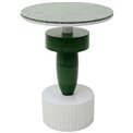Side table Memphis, green/white, marble/metal, D40cm H48cm