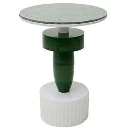Side table Memphis, green/white, marble/metal, D40cm H48cm