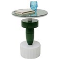 Side table Memphis, green/white, marble/metal, D40cm H48cm