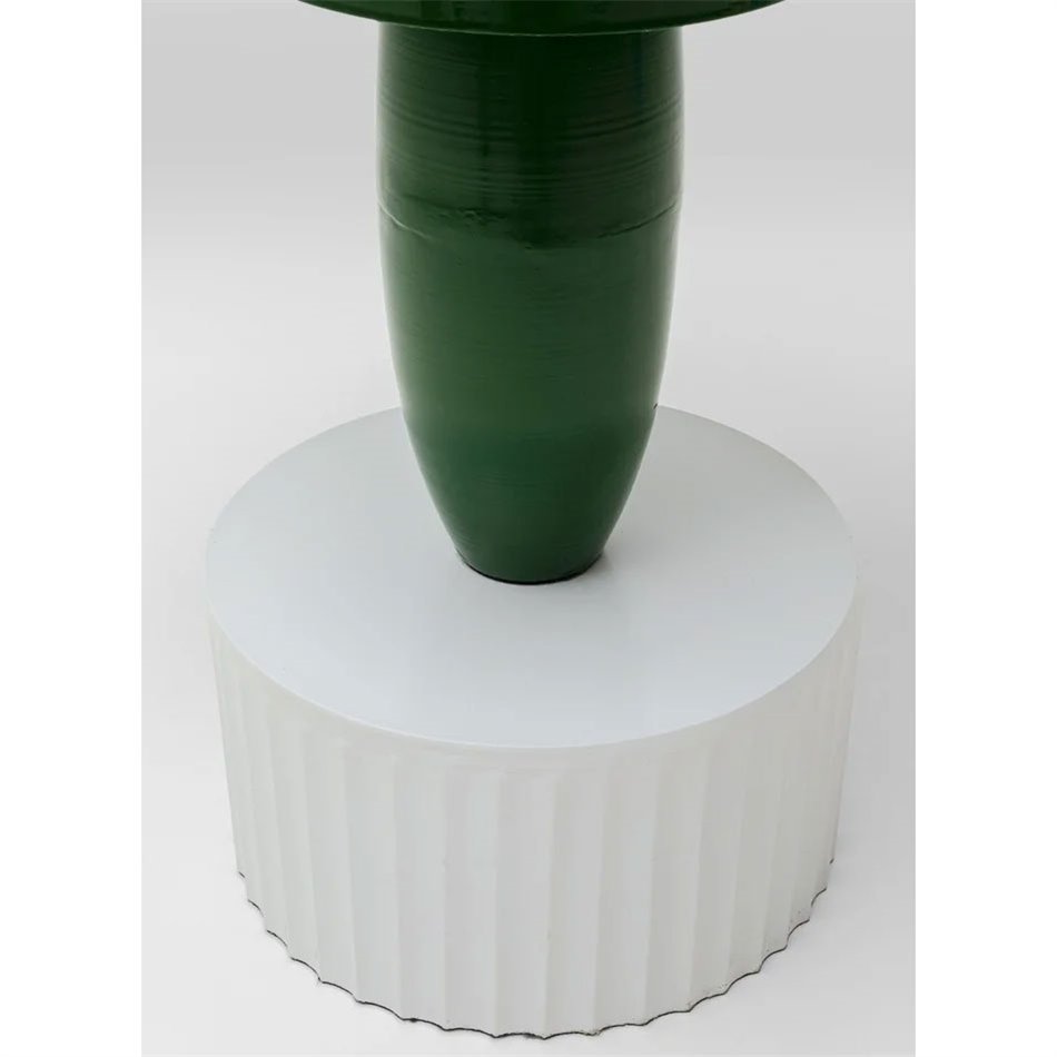 Side table Memphis, green/white, marble/metal, D40cm H48cm
