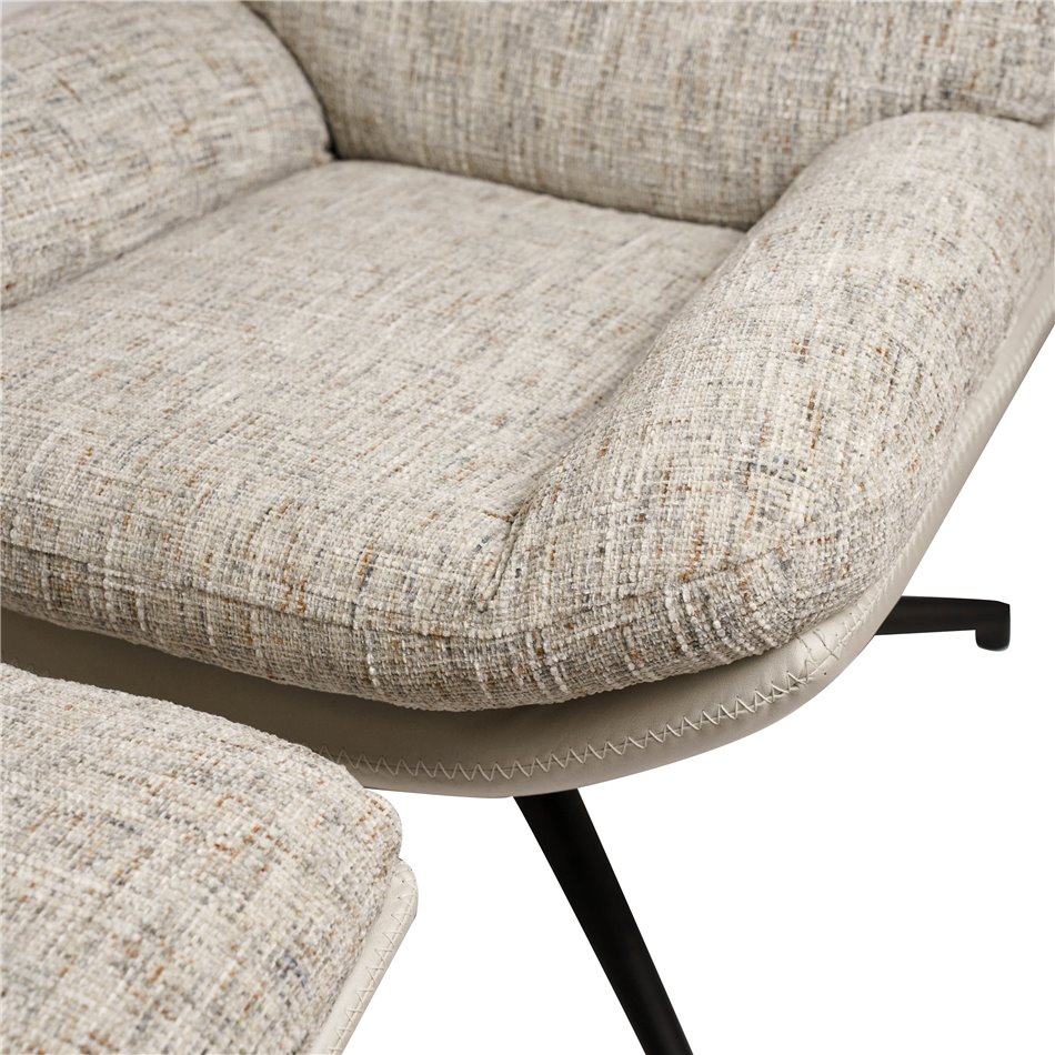 Armchair Vincento with footstool, H100x92x79cm, seat height 47cm