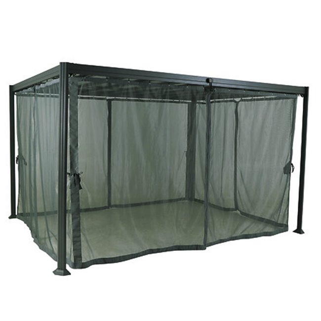 Mosquito net curtains for pergola Labelize 3.8x3m, green color