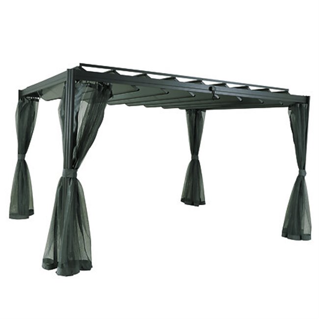 Mosquito net curtains for pergola Labelize 3.8x3m, green color